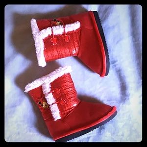Minnie mouse faux fur & sequence boots